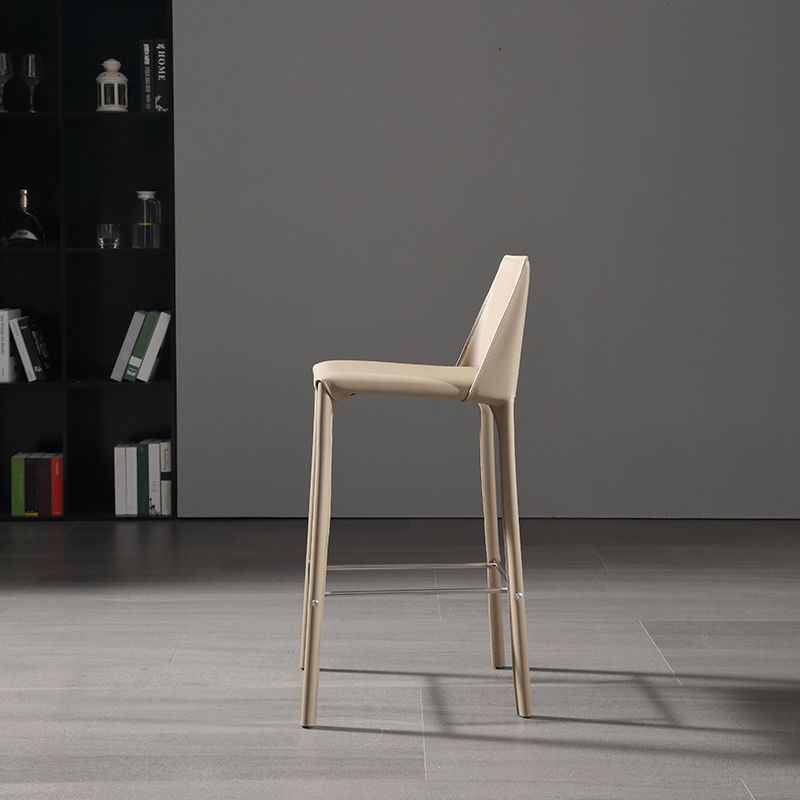 Contemporary 39" Height Backrest Counter High Stool with Leather Cushion