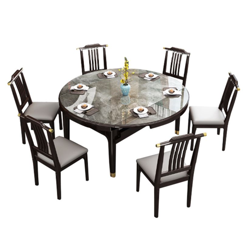 Modern Simple Dining Table Sintered Stone Dinner Table with Wood Legs