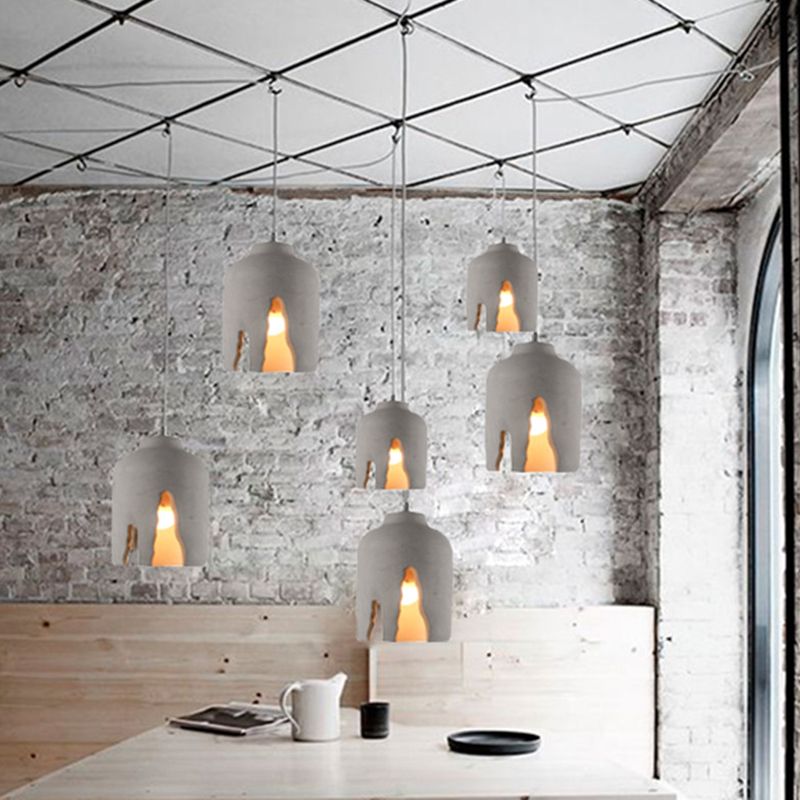 Cement 1-Light Hanging Lamp, Nordic Simple Gray Pendant Lighting for Living