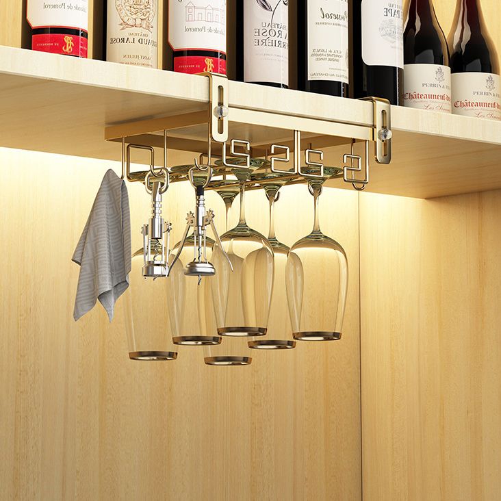 Metal Hanging Modern Wine Rack Wine Stemware Holder in Gold/White