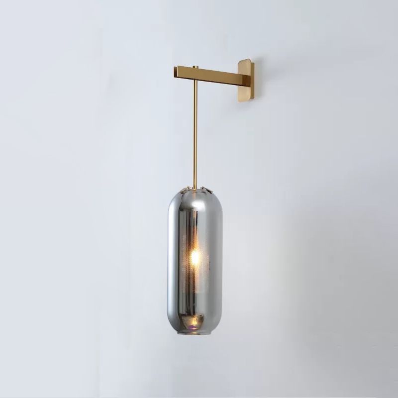 Applique murale de crayon en laiton moderne avec application de lampe de pendaison de mur en verre cylindrique