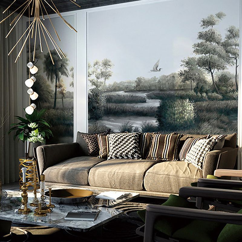 Fresh Forest and River Mural Wallpaper for Accent Wall Natural Scene Wall Decor, Made to Measure