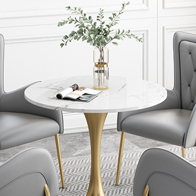 Glossy White Table with Metal Tulip Traditional Luxury Dining Table
