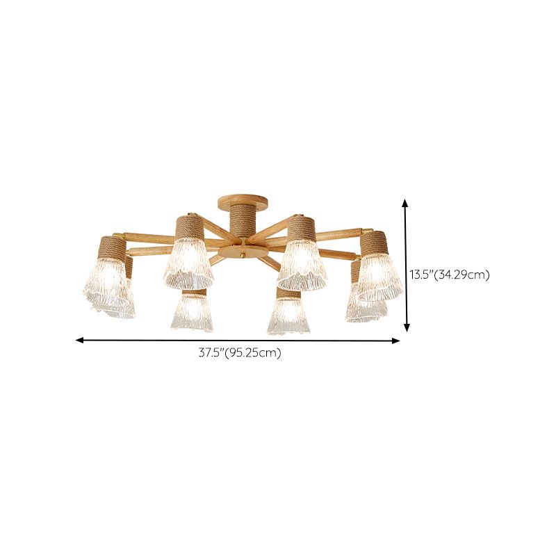 Bell Shape Glass Flush Mount Light Modern Style Multi Lights Ceiling Mount Light in Brown