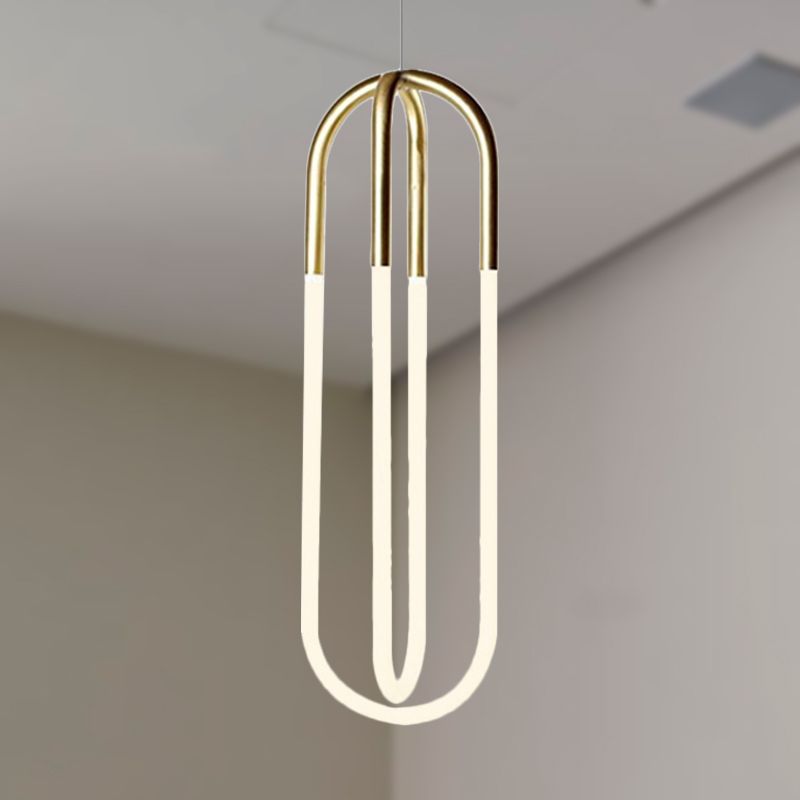 Oval Acrylic Drop Pendant Contemporary 1/2-Light Gold Hanging Ceiling Light in Warm/White/Natural Light