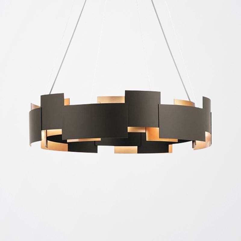 Splicing Metal Pendant Chandelier Postmodern Black and Gold Inner Suspension Light