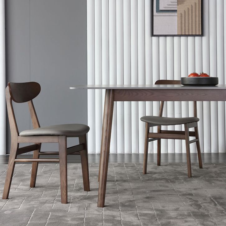 Mesa de piedra sinterizada moderna medieval mesa de comedor gris rectangular con madera 4 patas