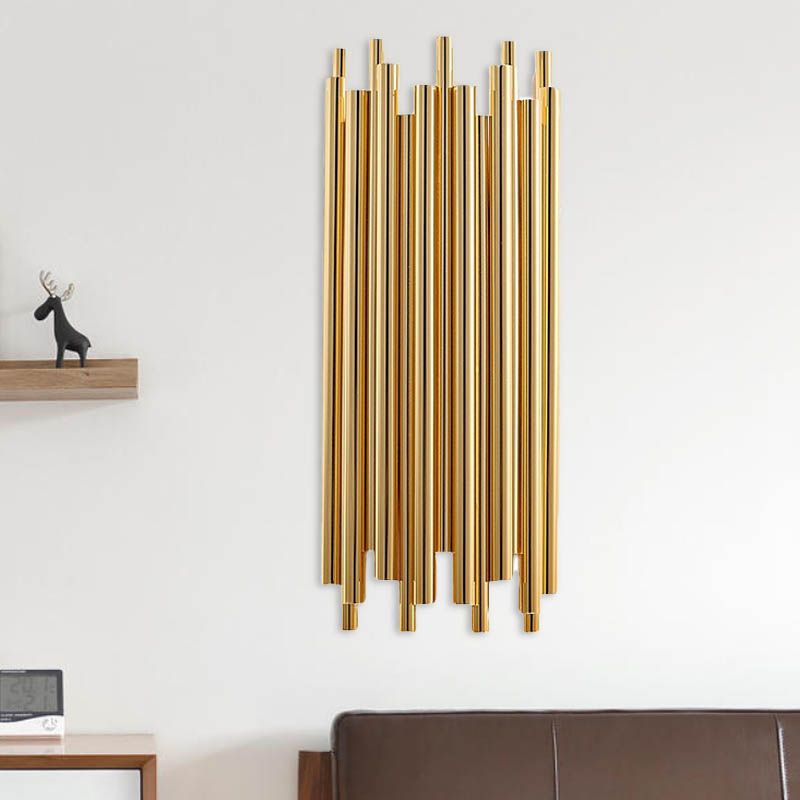 16"/19.5" Wide Pipe Sconce Light Traditionary Metal 4 Heads Gold Wall Lamp Fixture for Living Room