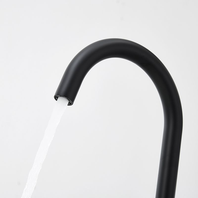 Modern High Arc Faucet Floor Mounted Freestanding Tub Filler with Risers