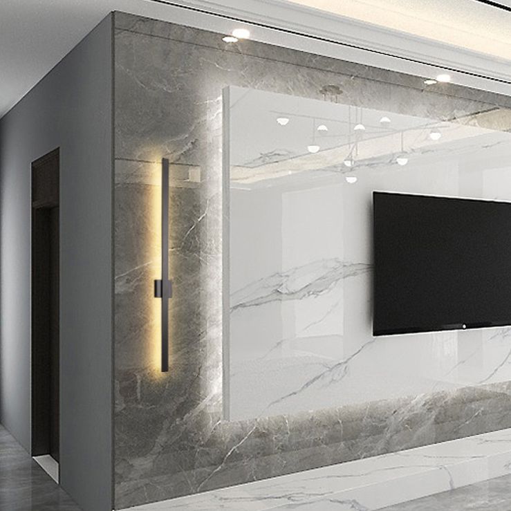 Lineare Schattenwandbeleuchtung moderner einfacher Stil 1 Licht Leuchten Licht in Schwarz und Gold