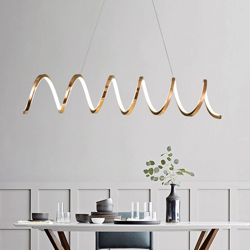 Gold Metal LED Island Light Fixture Modern Ceiling Pendant Light for Living Room