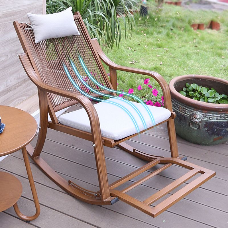 Wicker Modern Rocking Accent Chair Ergonomic Spindle Rocker Chair for Outdoor