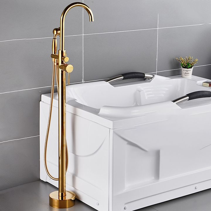 Floor Mounted Metal Freestanding Tub Filler One Hold Freestanding Tub Filler Trim