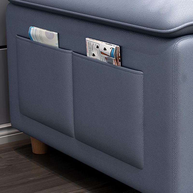 Scandinavian Blue Faux Leather Pillow Top Arm Sofa/Sectionals with Wear-Resistant