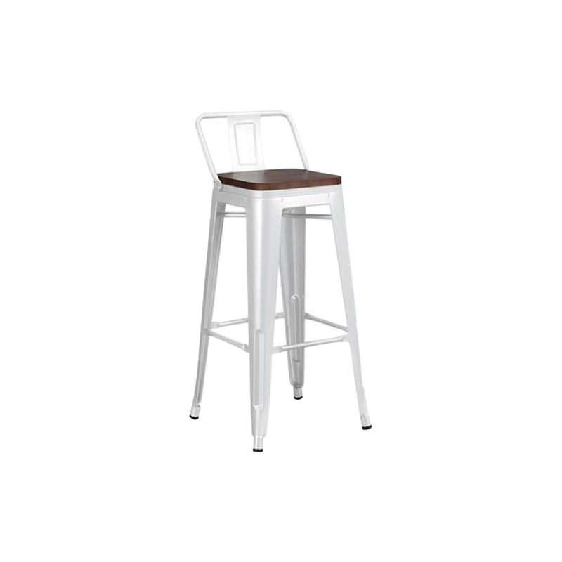 Contemporary Style Barstool Square Low Back Bar Stool with Metal Legs