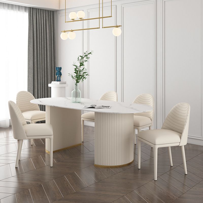 Oval Sintered Stone Dining Table Traditional Luxury Dining Table for Home Use