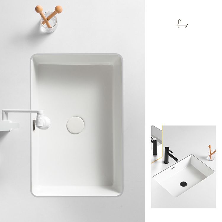 Contemporary Bathroom Sink with Pop-Up Drain Porcelain Rectangular Undermount Vanity Sink