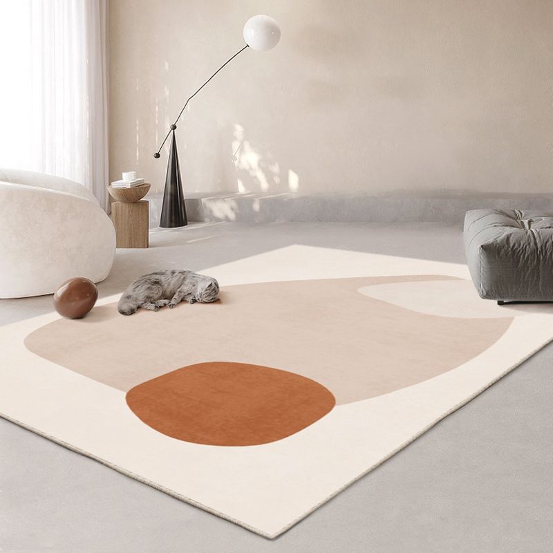 Modern Orange Rug Color Puiece Polyester Area Rug Washable Rug for Drawing Room