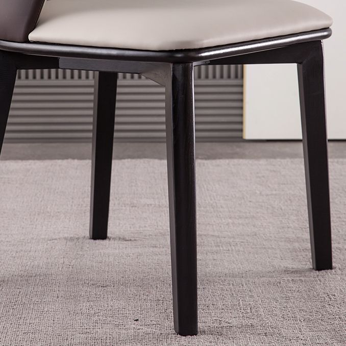 Faux Leather Dining Chairs Wingback Side Chair with Metal Base