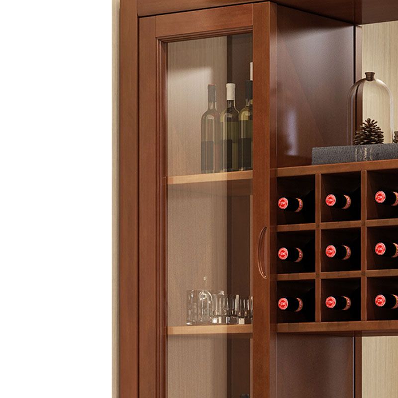 Solid Wood Modern Bar Pulls Accent Cabinet with Doors and Drawers