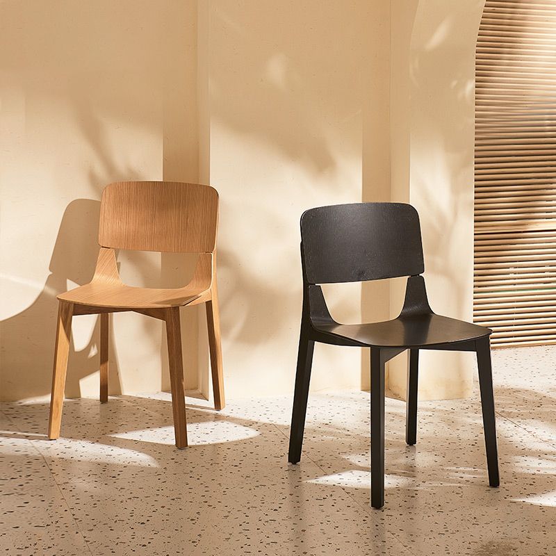 Solid Wood Side Chair Industrial Open Back Dining Chair for Home