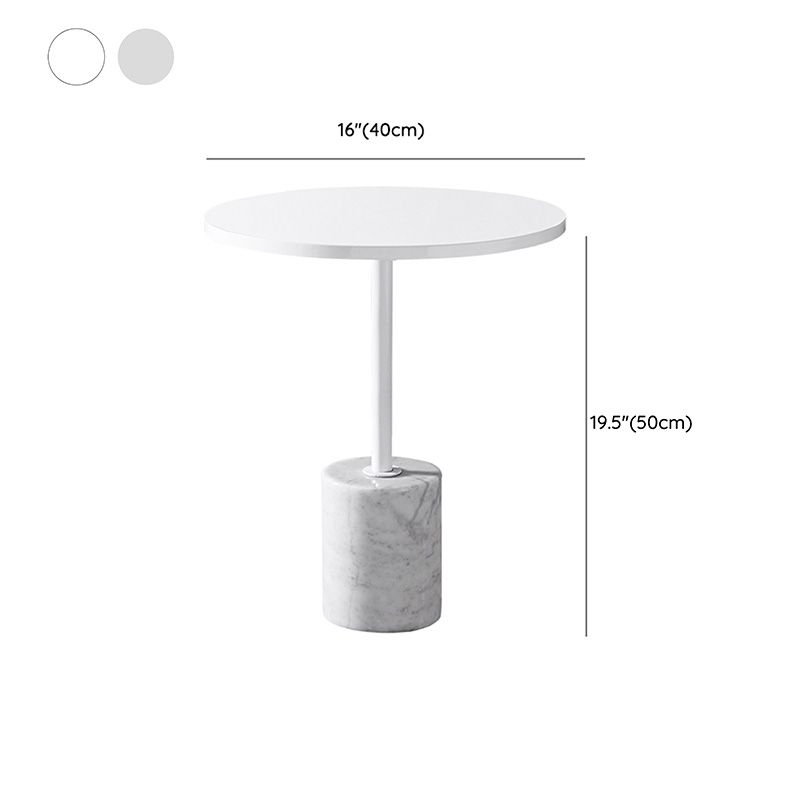 Modern Marble Pedestal End Slide Table White Round Corner Table