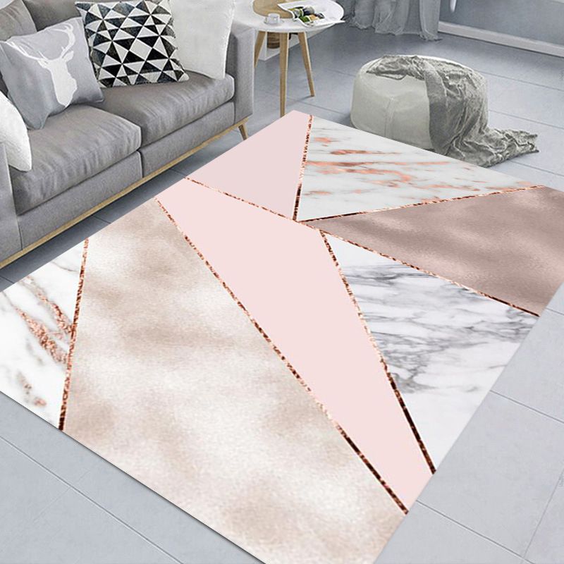 White Modern Carpet Polyester Geometric Patterns Carpet Washable Carpet for Home Decor