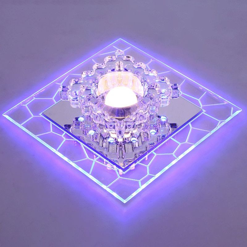 Simplicity Square Shape LED Flush Mount Light Crystal Corridor Flush Mount Ceiling Light in Clear