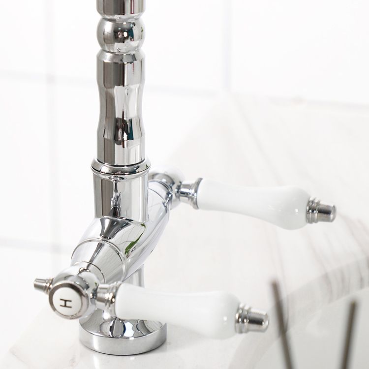 Industrial Wide Spread Bathroom Faucet Lever Handles Lavatory Faucet