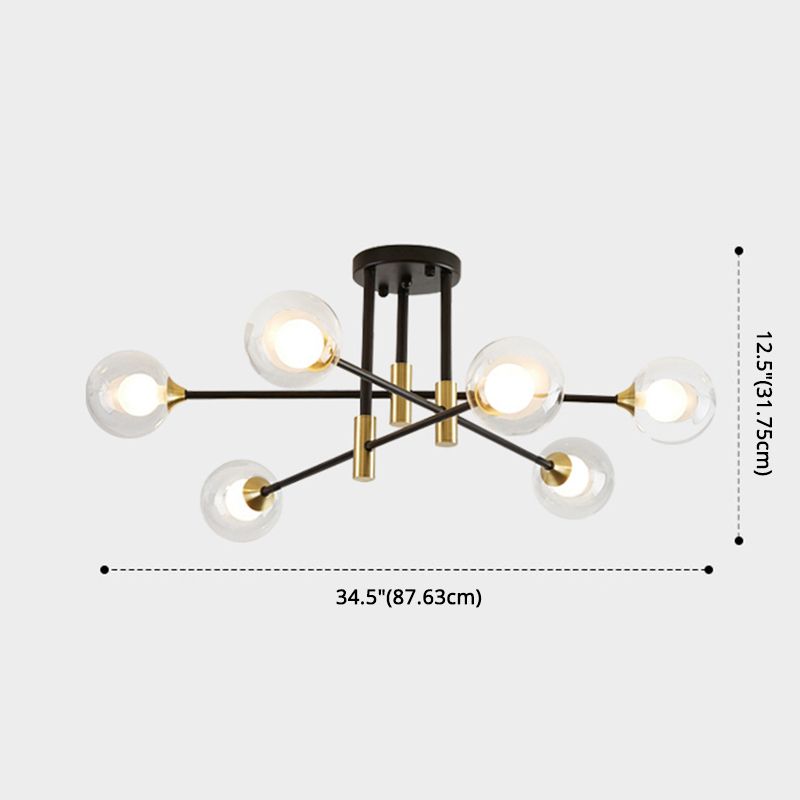 Sputnik Glass Semi Filf Monte Light Modern Style Semi Flush Mount Aitura
