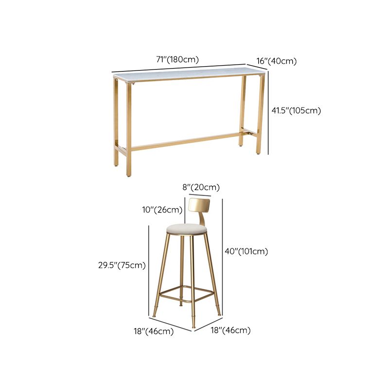 Rectangle Bar Table Set 1/7/9 Pcs Glam Bar Table and Stools with Metal Frame