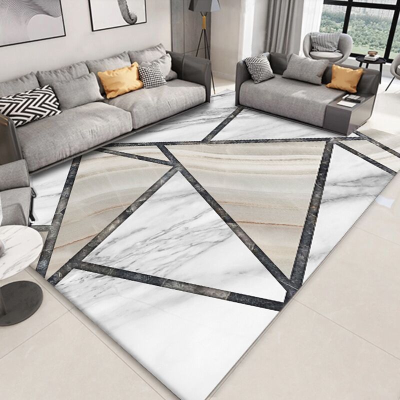 Brown Stone Pattern Carpet Polyester Simple Carpet Washable Carpet for Home Decor