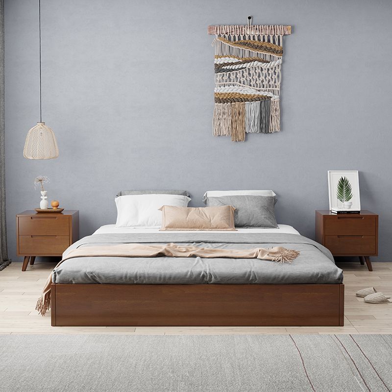 Mid-Century Solid Wood Modern Platform Bed Solid Color Platform Bed Frame