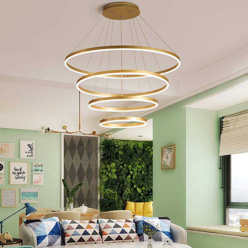 Lampada lampadina a più strati Fissature di illuminazione ad anello moderno con tonalità acrilica bianca