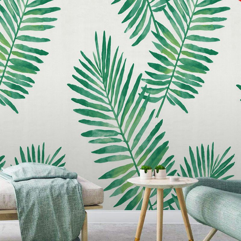 Self Stick Palm Leaf Wallpaper Tropical PVC Easy Peel Off Wall Decor in Green, 34.2-sq ft