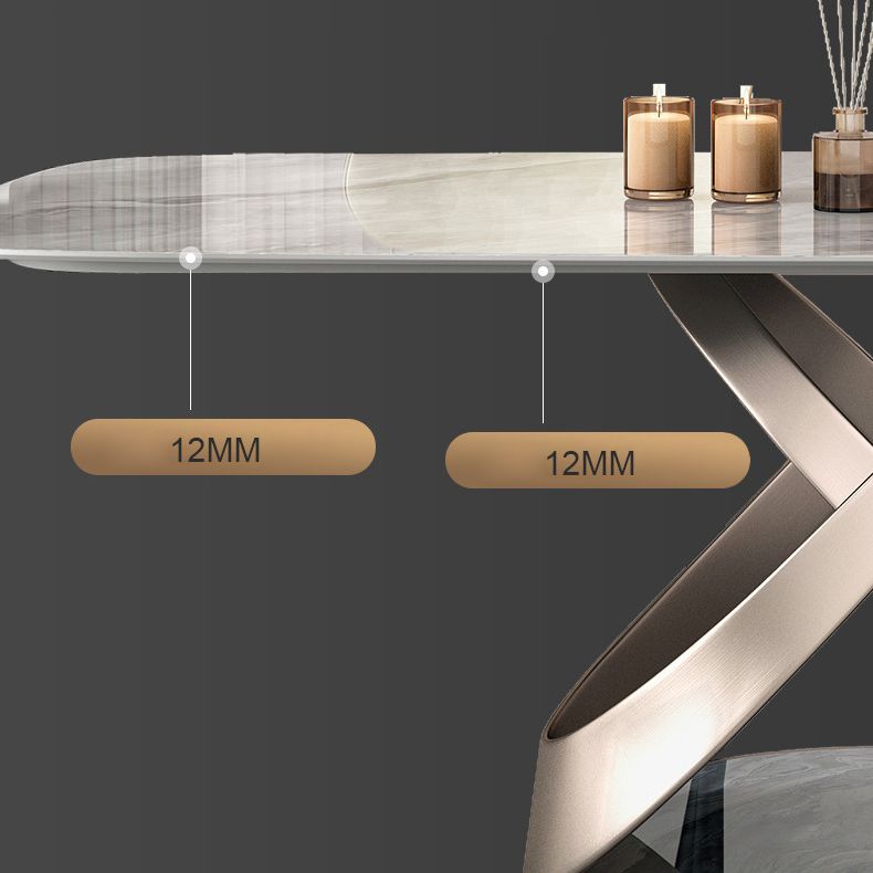 Modern Style Sintered Stone Table Dining Rectangle Table with Metal Legs for Home Use