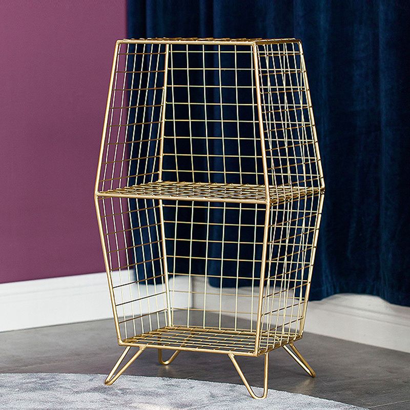 Glam Metal Bookshelf Closed Back Standard Bookcase with Shelves