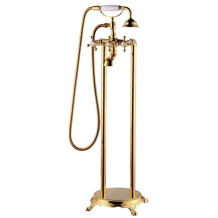 Traditional Floor Mounted Copper Freestanding Tub Filler Spray Gun Tub Filler Trim