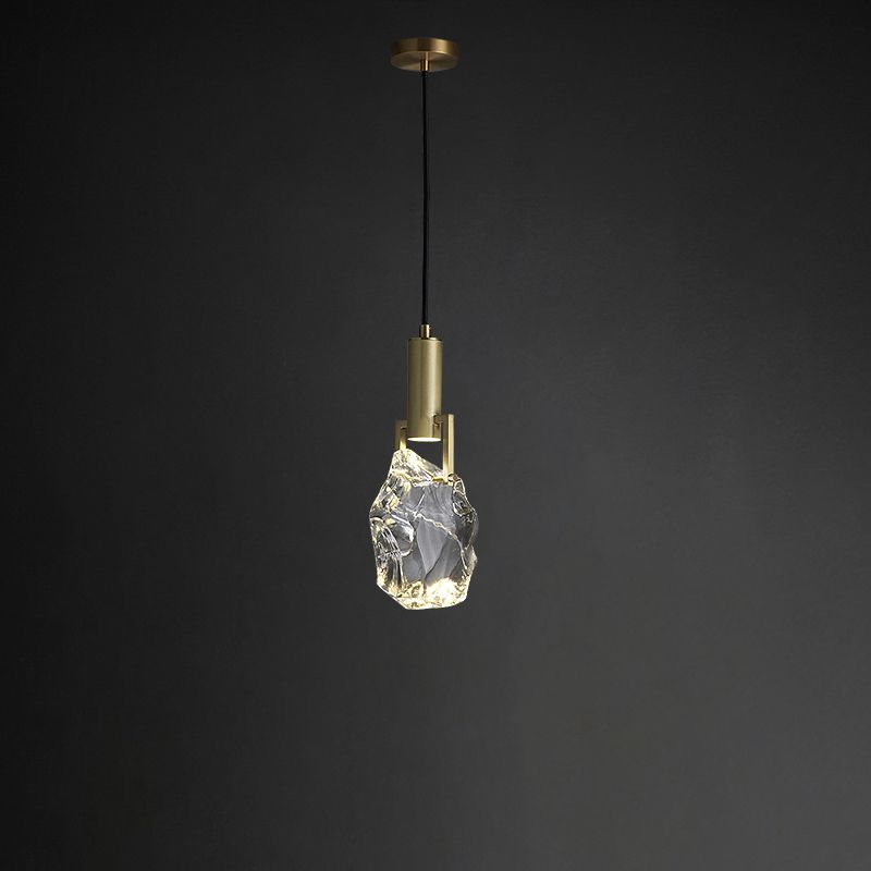 Zeitgenössischer Stil steinförmiger LED -Anhänger Kristall 1 hängende Lampe für Schlafzimmer