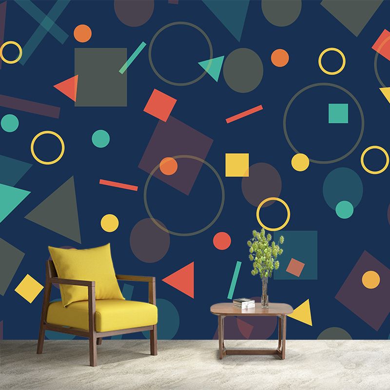 Illustration Geometric Wallpaper Mural Contemporary Wall Decor for House Interior