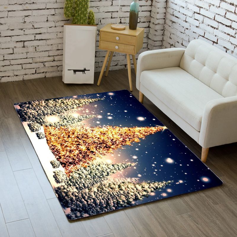 Light Yellow Modern Carpet Polyester Snowman Carpet Stain Resistant Carpet for Living Room