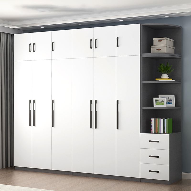 Engineered Wood Wardrobe Cabinet Modern Style Wardrobe Closet with Shelves