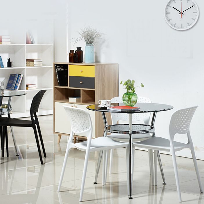 Esstisch aus Glas im modernen Stil, runder Tisch mit Metallgestell für den Heimgebrauch