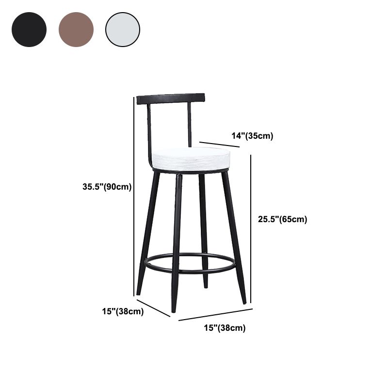Industrial Metal Barstool Faux Leather Cushion Low Back Counter Stool with Legs for Home