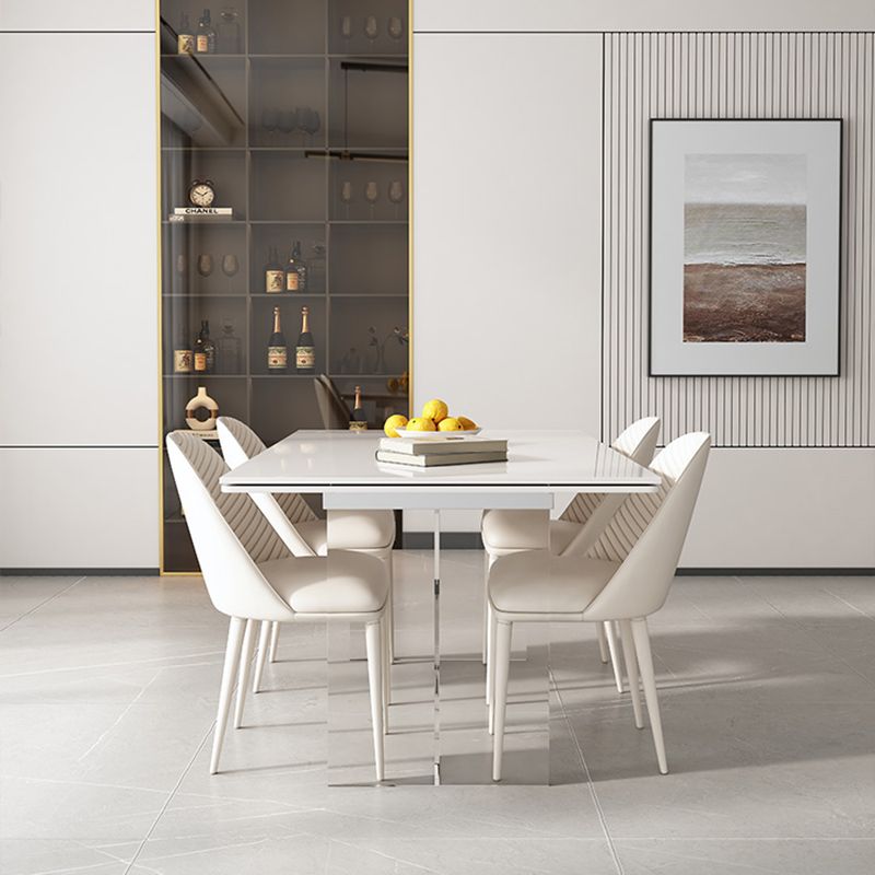 Extendable Dining Table Set 1/4/5/7 Pieces with Acrylic Base Kitchen Furniture Set
