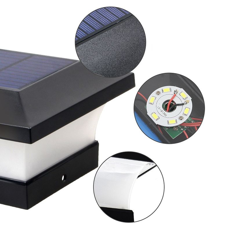 Black Square Pillar Lamp Outdoor Waterproof Solar Lights for Garden