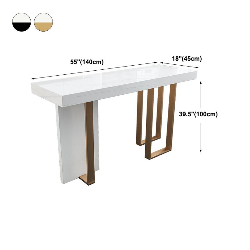 Modern Bar Table 42-inch Height White Artificial Marble Top and Metal Base Bistro Table