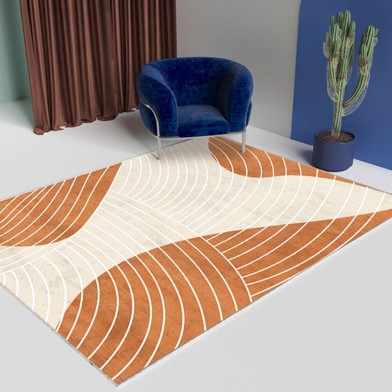 Grey Geometric Pattern Area Rug Modern Polyester Area Carpet Anti-Slip Backing Rug for Home Decor