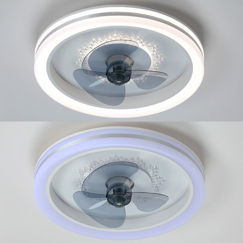 Einfachheit runde LED -Deckenventilator Acryl Schlafzimmer Halbflush -Leuchte mit 3 Klingen