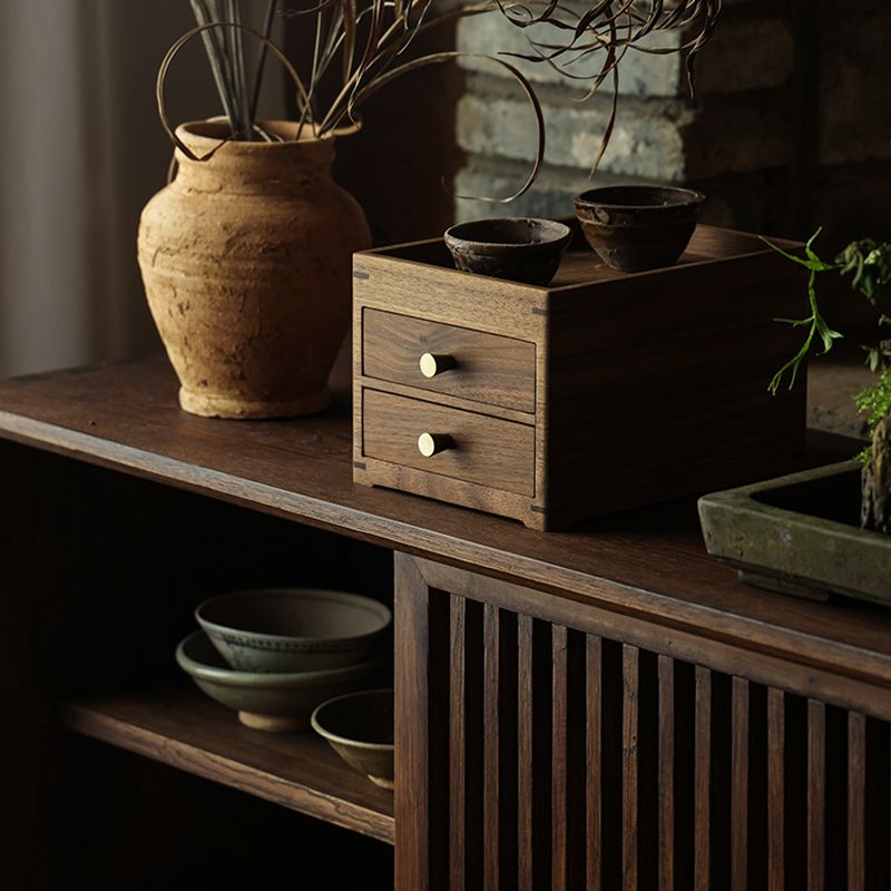 Traditional Solid Wood Display Cabinet with in Brown for Living Room